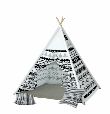 Endo - Namiot tipi, wzory geometryczne, biały, 120x120cm S09DC062_1,1