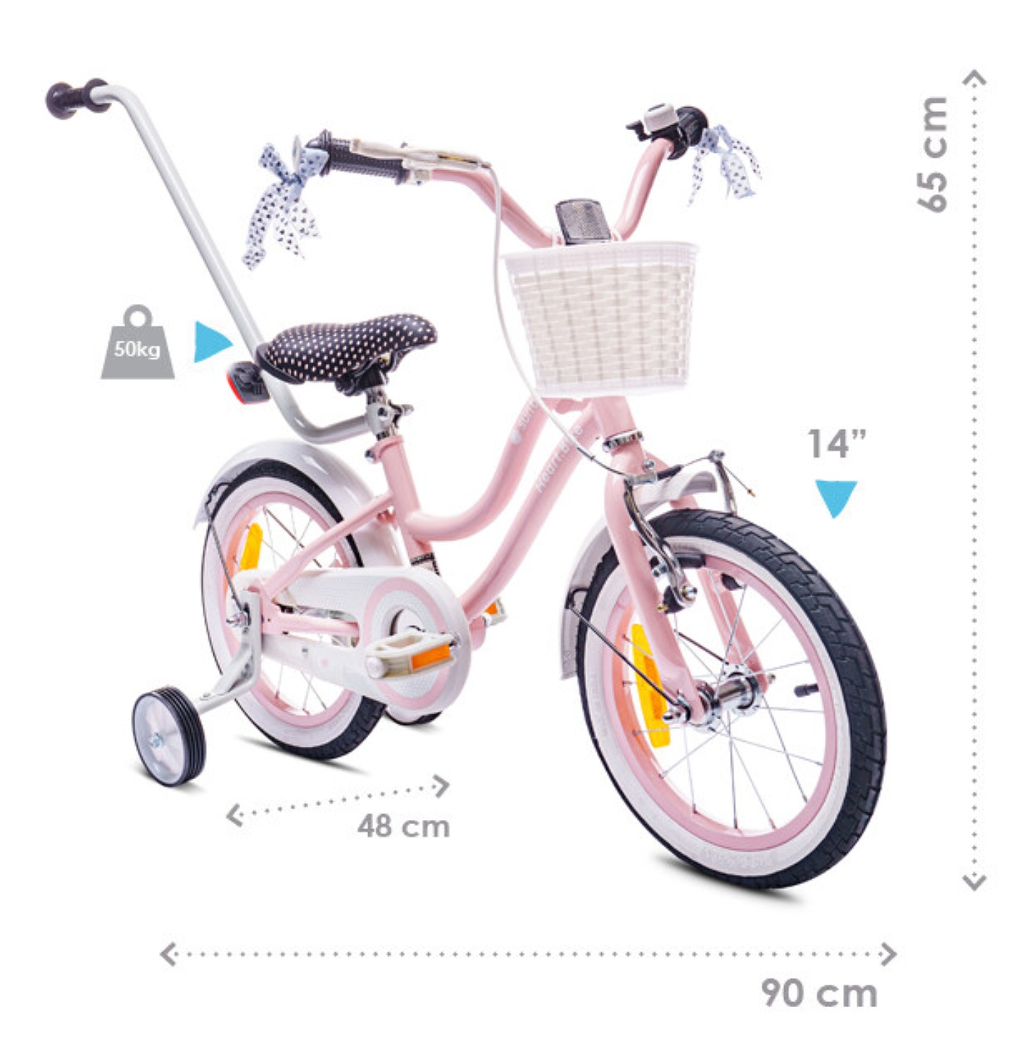 Rower dla dziewczynki 14 cali Heart Bike, różowy Rowery tra Endo