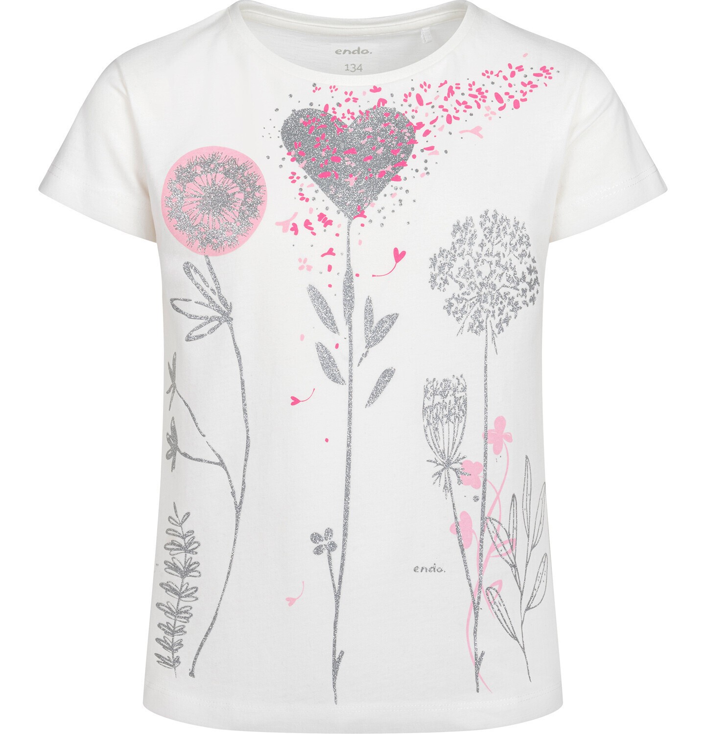 Endo - T-shirt z krótkim rękawem dla dziewczynki, z motywem kwiatowym, biały 9-13 lat D17G546_1