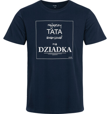 Endo - Męski t-shirt z krótkim rękawem, z napisem "Najlepszy tata awansował na dziadka", granatowy Q17G023_1,1