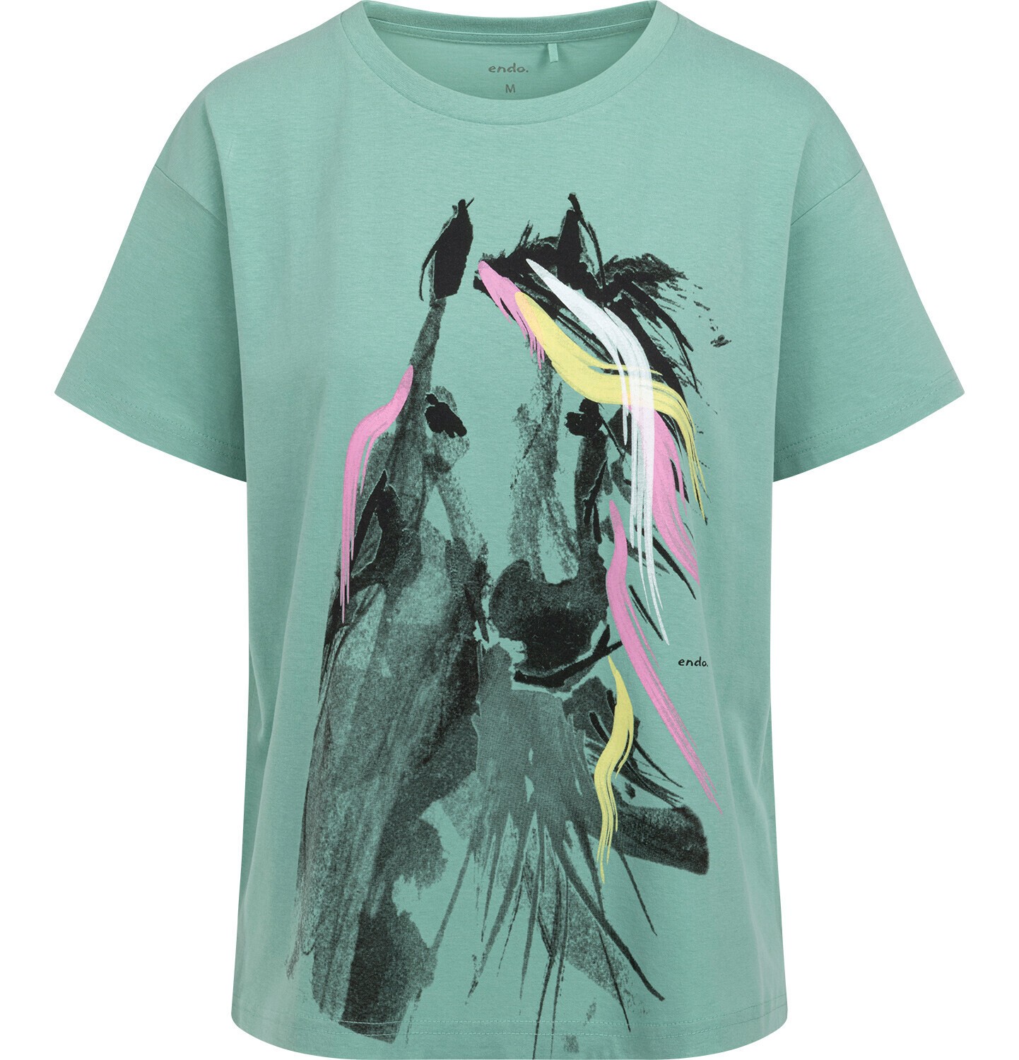 Endo - Damski t-shirt z krótkim rękawem, z koniem, zielony Y17G002_2
