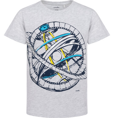 T-shirt z krótkim rękawem dla chłopca, z satelitą, szary 9-13 lat C13G658_3