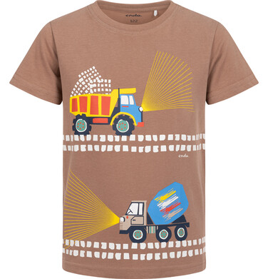 Endo - T-shirt z krótkim rękawem dla chłopca, z pojazdami budowlanymi, brązowy 3-8 lat C16G006_2 36