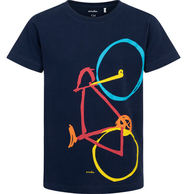 Endo - T-shirt z krótkim rękawem dla chłopca, z motywem rowerowym, granatowy 9-13 lat C16G586_1 29
