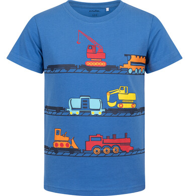 Endo - T-shirt z krótkim rękawem dla chłopca, z pojazdami, niebieski 3-8 lat C17G038_1 25