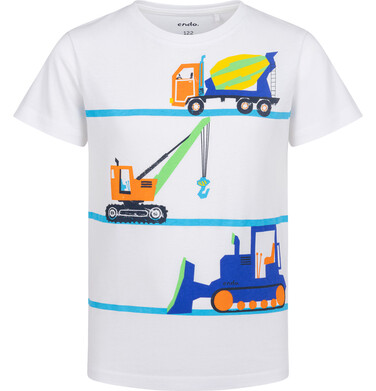 T-shirt z krótkim rękawem dla chłopca, z pojazdami budowlanymi, biały 3-8 lat C17G039_2
