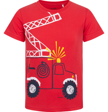 Endo - T-shirt z krótkim rękawem dla chłopca, z wozem strażackim, czerwony 3-8 lat C17G041_1 23