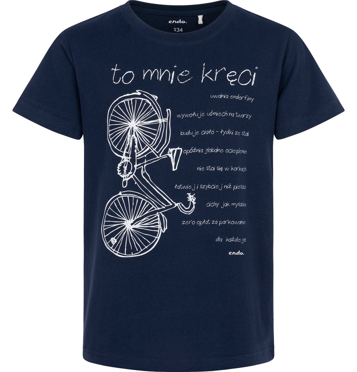 Endo - T-shirt z krótkim rękawem dla chłopca, z motywem rowerowym, granatowy 9-13 lat C17G562_1