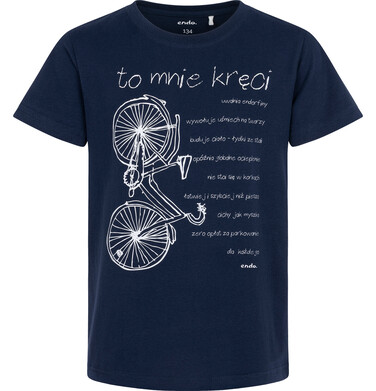 Endo - T-shirt z krótkim rękawem dla chłopca, z motywem rowerowym, granatowy 9-13 lat C17G562_1 14