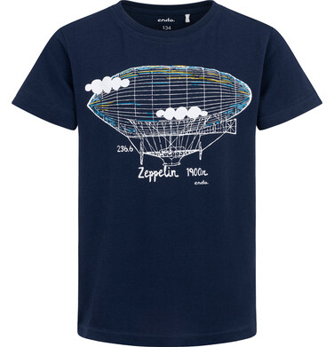 Endo - T-shirt z krótkim rękawem dla chłopca, z zeppelinem, granatowy 9-13 lat C17G564_1 13