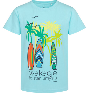 Endo - T-shirt z krótkim rękawem dla chłopca, z motywem surffingowym, zielony 9-13 lat C17G570_1 10