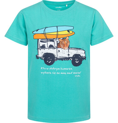 Endo - T-shirt z krótkim rękawem dla chłopca, z autem terenowym, zielony 9-13 lat C17G572_1 9