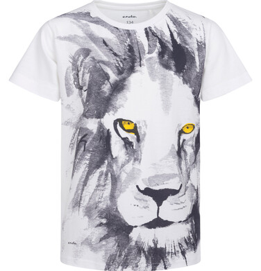 T-shirt z krótkim rękawem dla chłopca, z lwem, biały 9-13 lat C17G573_1
