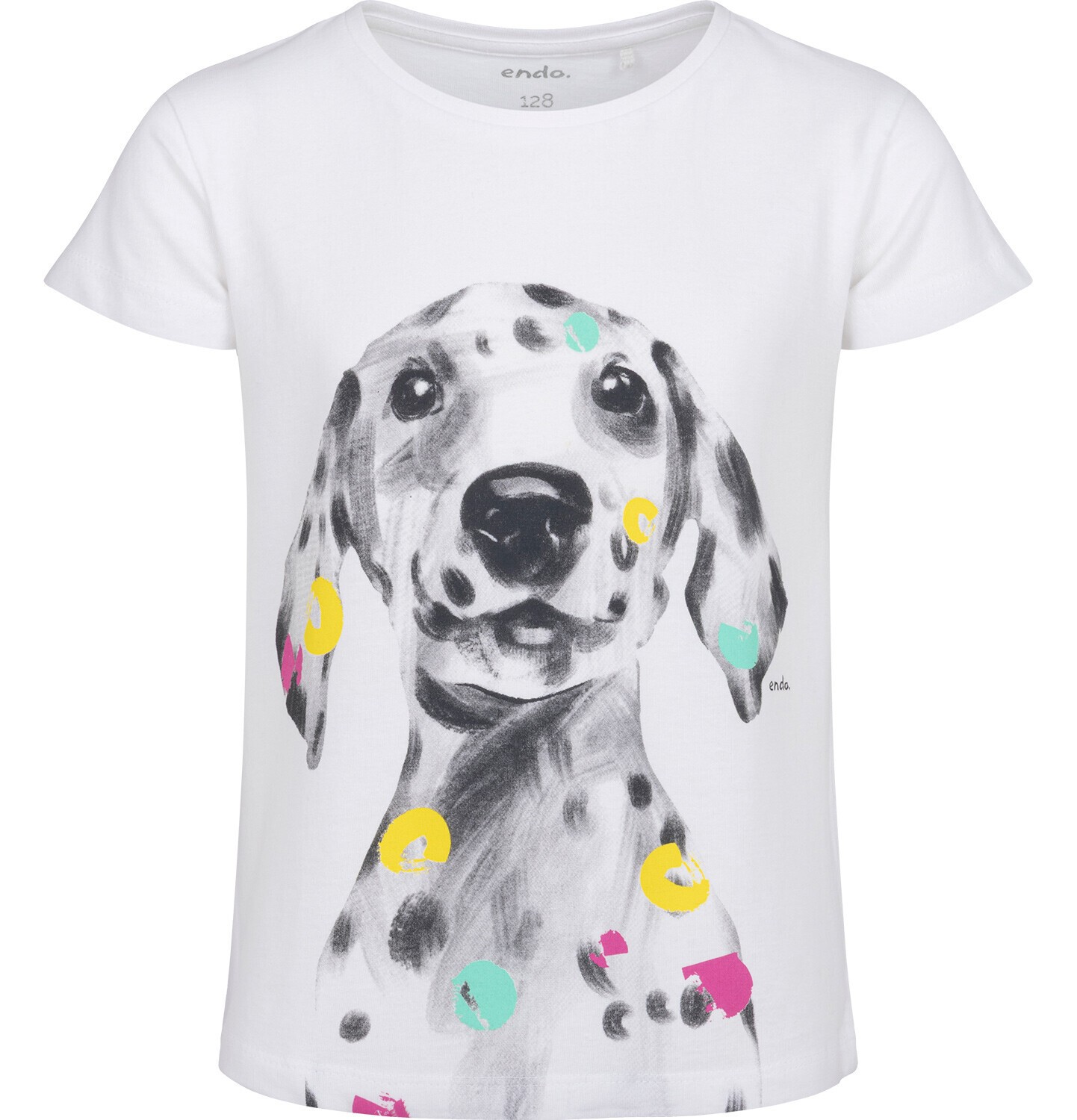 Endo - T-shirt z krótkim rękawem dla dziewczynki, z dalmatyńczykiem, biały 3-8 lat D15G036_2
