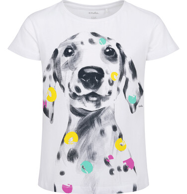 Endo - T-shirt z krótkim rękawem dla dziewczynki, z dalmatyńczykiem, biały 9-13 lat D15G536_2 14