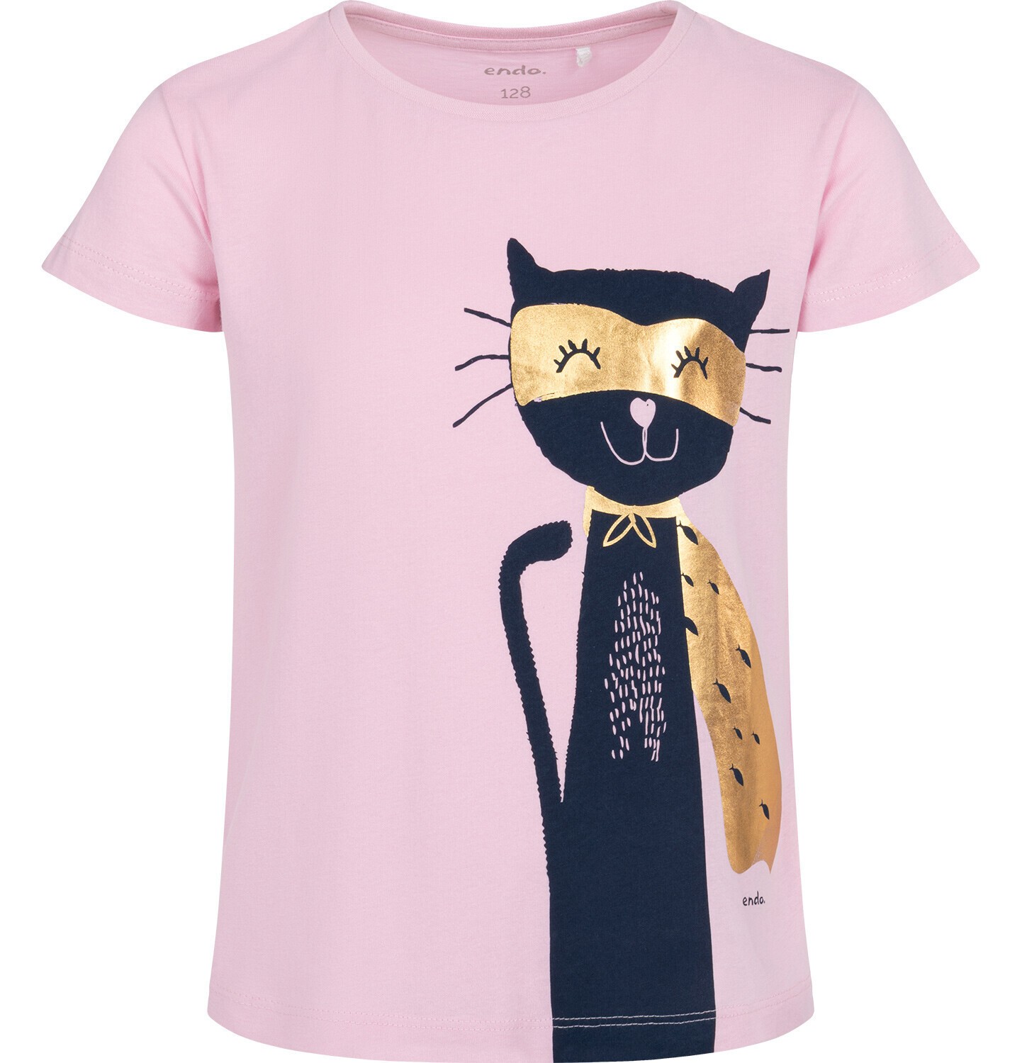 Endo - T-shirt z krótkim rękawem dla dziewczynki, z kotem, różowy 3-8 lat D17G052_1