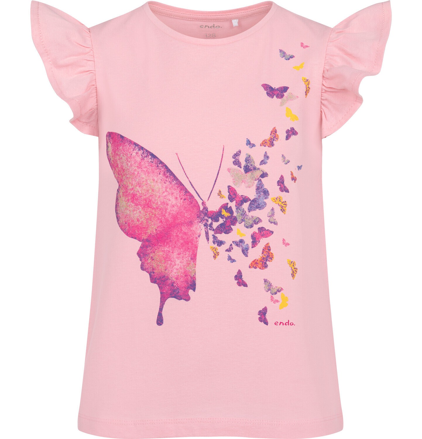 Endo - T-shirt z krótkim rękawem dla dziewczynki, z motylem, różowy 3-8 lat D17G053_2