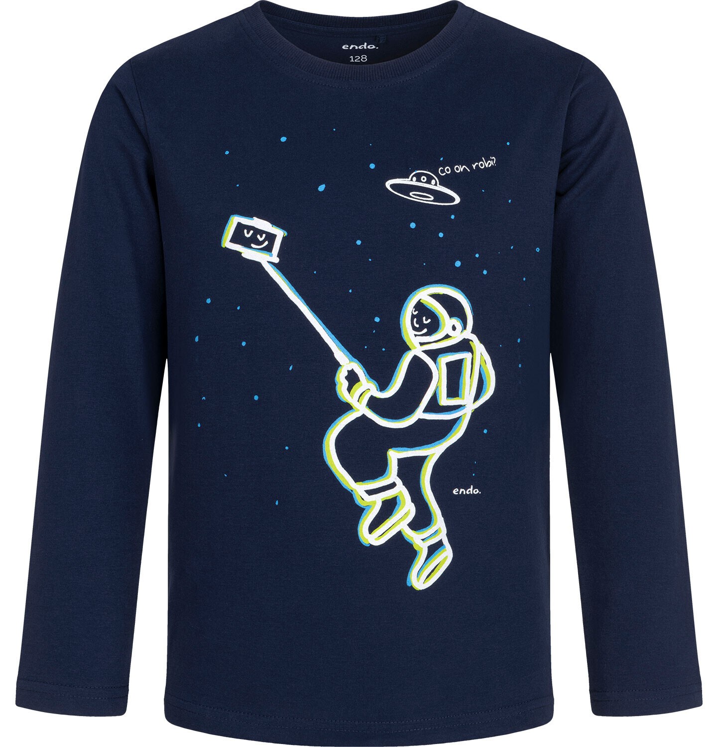 Endo - T-shirt z długim rękawem dla chłopca, z kosmonautą, granatowy, 9-13 lat C07G622_1