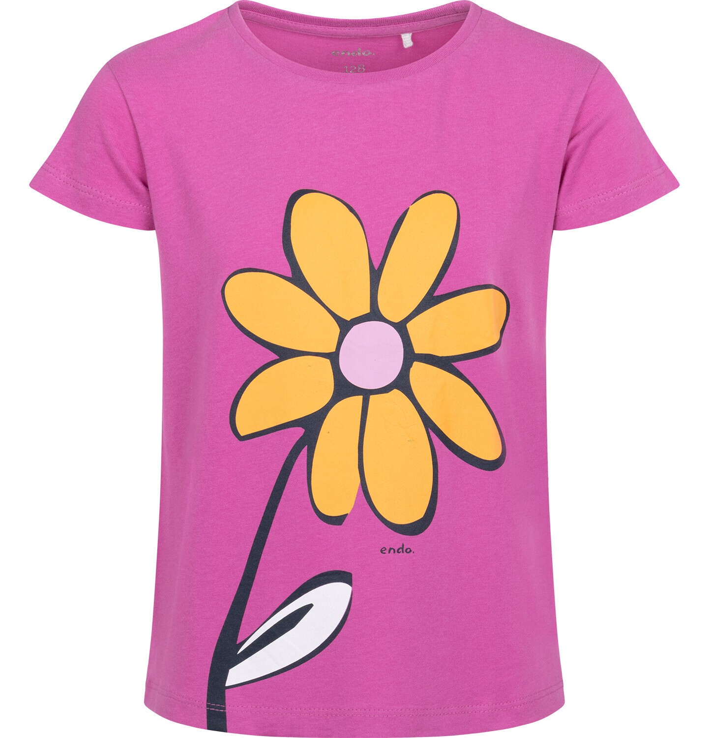 Endo - T-shirt z krótkim rękawem dla dziewczynki, z kwiatkiem, różowy 3-8 lat D17G064_2