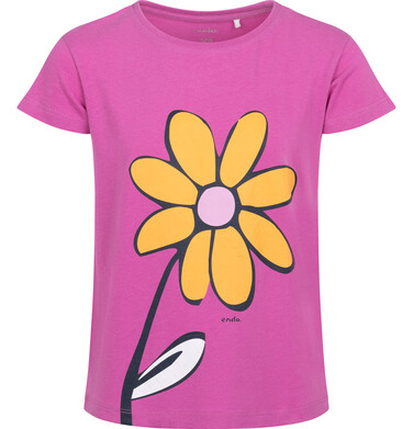 T-shirt z krótkim rękawem dla dziewczynki, z kwiatkiem, różowy 3-8 lat D17G064_2