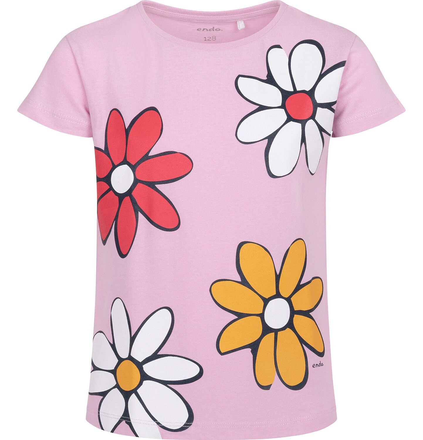 Endo - T-shirt z krótkim rękawem dla dziewczynki, z kwiatkami, różowy 3-8 lat D17G065_1
