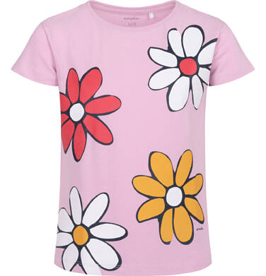 Endo - T-shirt z krótkim rękawem dla dziewczynki, z kwiatkami, różowy 3-8 lat D17G065_1,1