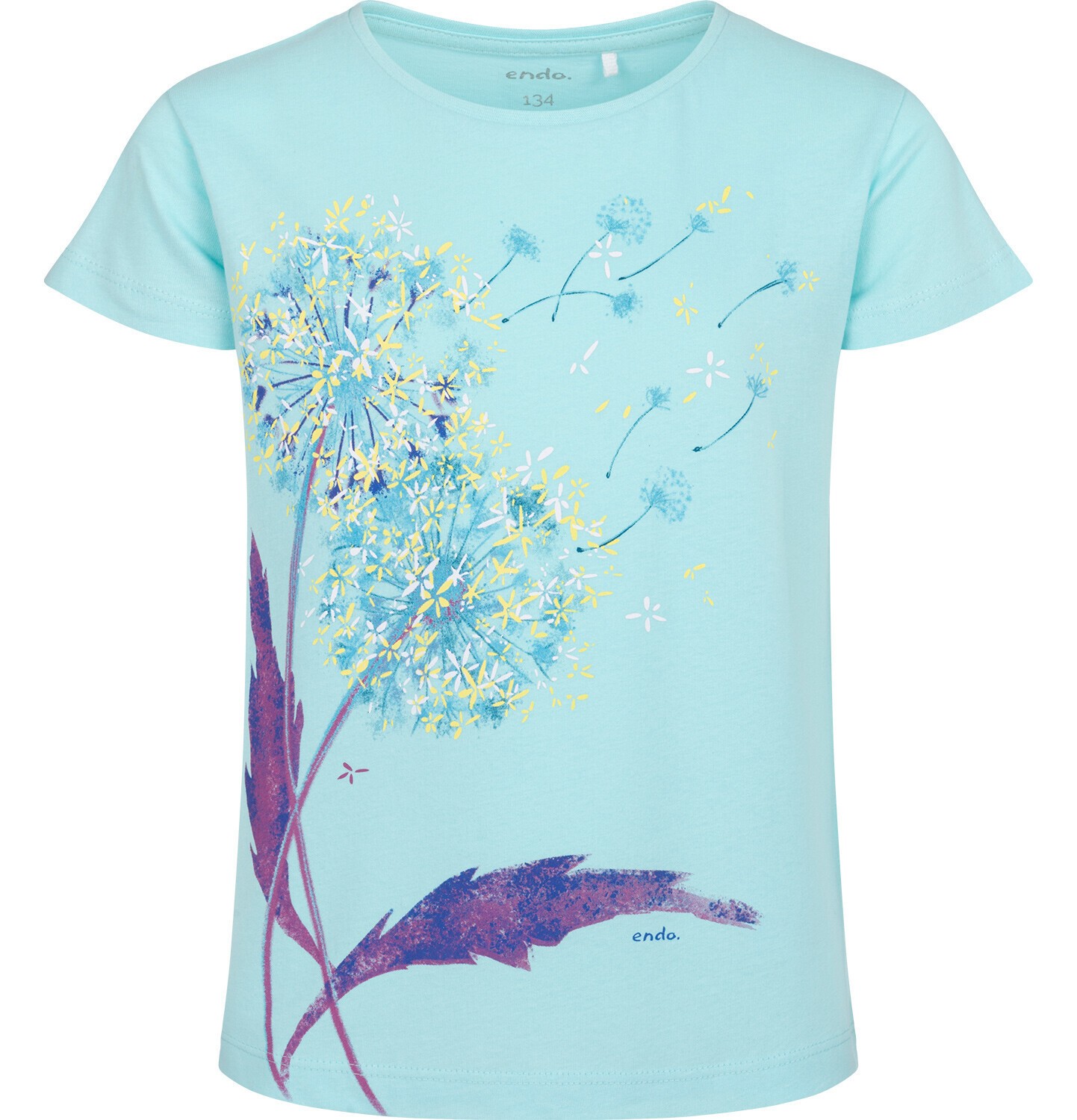 Endo - T-shirt z krótkim rękawem dla dziewczynki, z dmuchawcem, zielony 9-13 lat D17G516_1