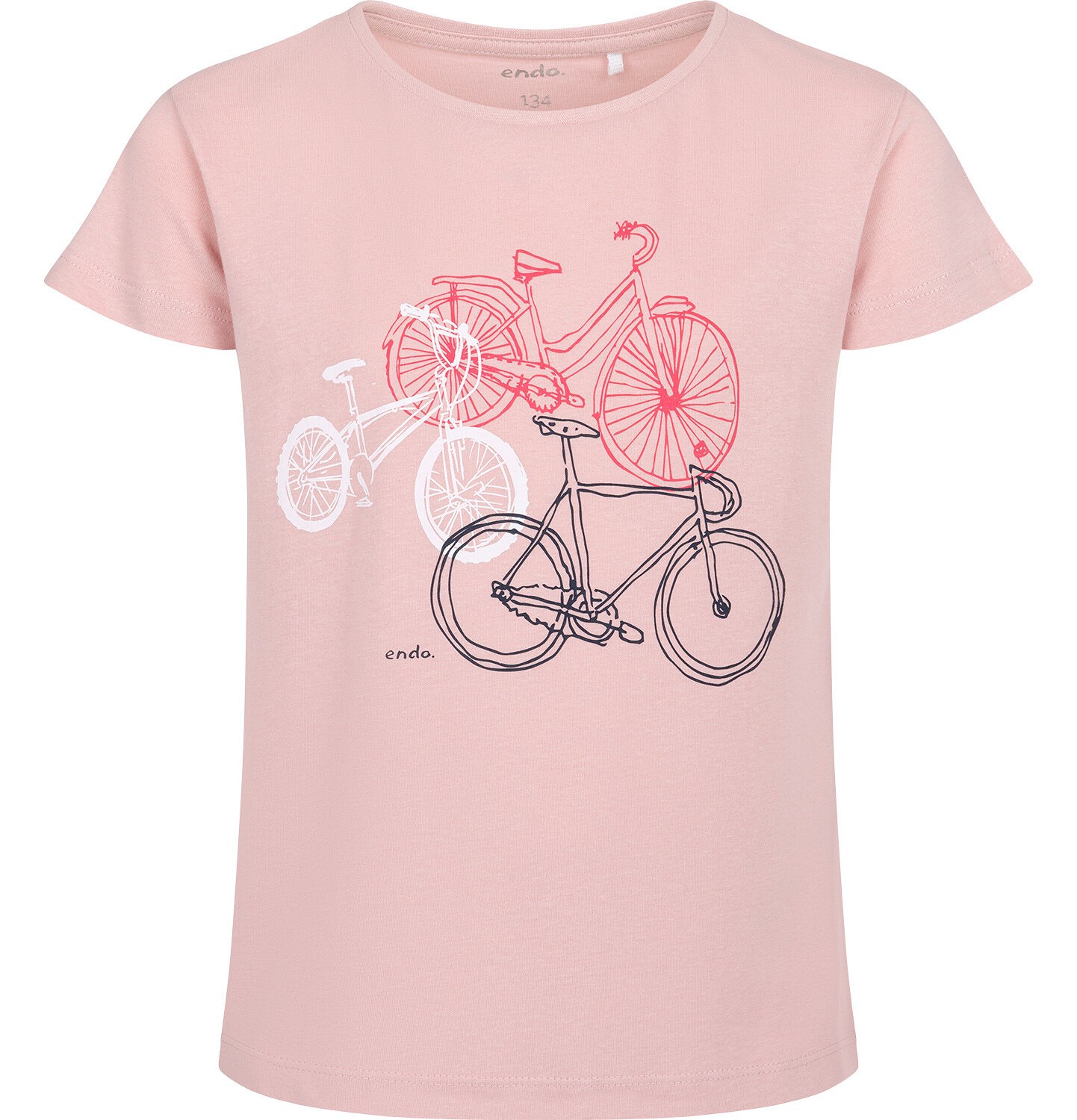 Endo - T-shirt z krótkim rękawem dla dziewczynki, z motywem rowerowym, różowy 9-13 lat D17G550_1