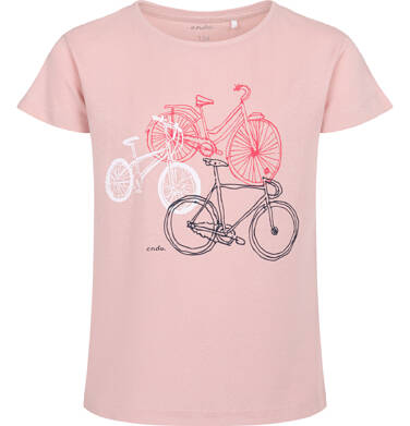 Endo - T-shirt z krótkim rękawem dla dziewczynki, z motywem rowerowym, różowy 9-13 lat D17G550_1,1
