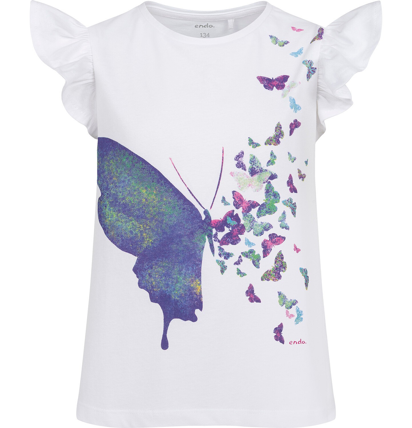 Endo - T-shirt z krótkim rękawem dla dziewczynki, z motylem, biały 9-13 lat D17G553_1