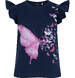 Endo - T-shirt z krótkim rękawem dla dziewczynki, z motylem, granatowy 9-13 lat D17G553_2,1