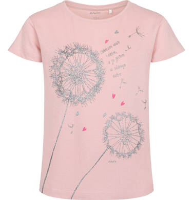 Endo - T-shirt z krótkim rękawem dla dziewczynki, z dmuchawcami, różowy 9-13 lat D17G568_1,1
