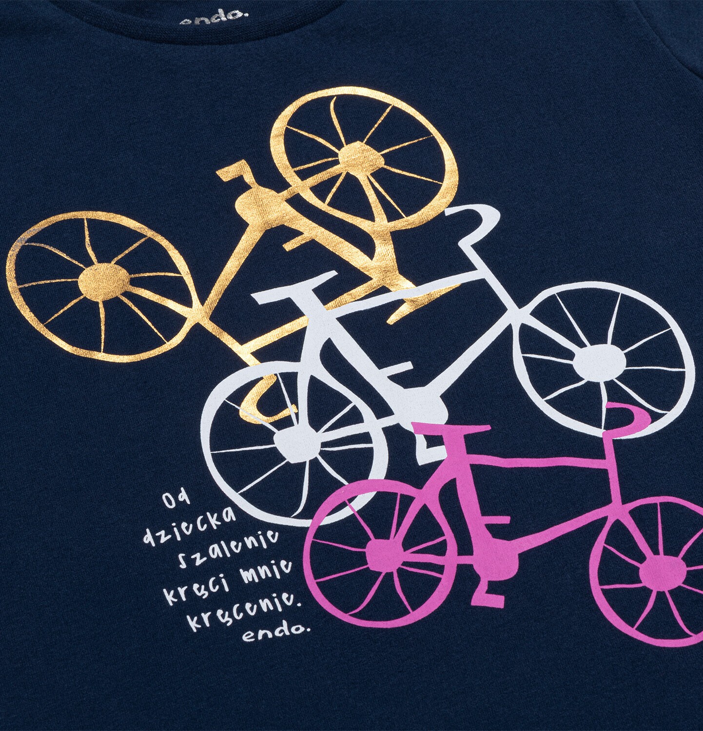 Endo - T-shirt z krótkim rękawem dla dziewczynki, z motywem rowerowym, granatowy 9-13 lat D17G570_1
