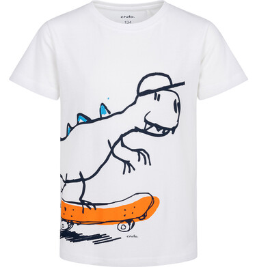 Endo - T-shirt z krótkim rękawem dla chłopca, z dinozaurem, biały 9-13 lat C17G506_1 5