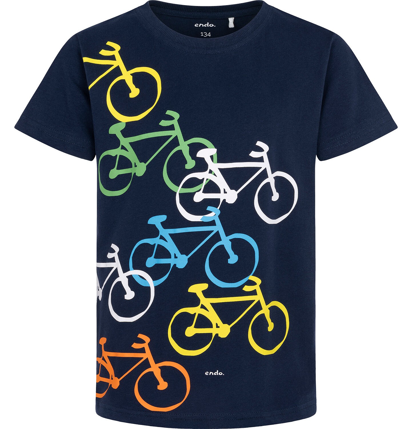 Endo - T-shirt z krótkim rękawem dla chłopca, z motywem rowerowym, granatowy 9-13 lat C16C575_1