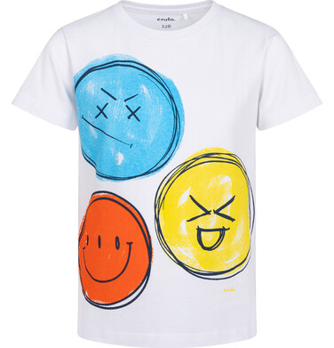 Endo - T-shirt z krótkim rękawem dla chłopca, z emotikonami, biały 3-8 lat C18G057_1 5