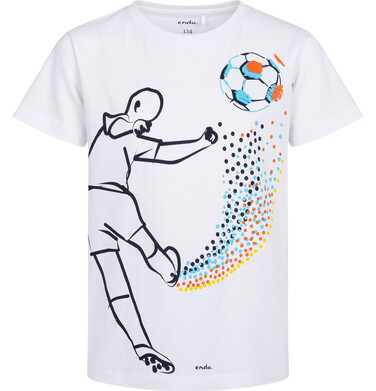 Endo - T-shirt z krótkim rękawem dla chłopca, z motywem piłkarskim, biały 9-13 lat C18G519_3 7