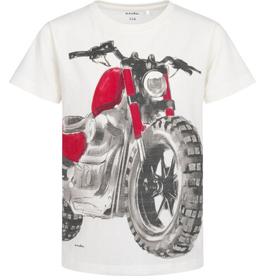 Endo - T-shirt z krótkim rękawem dla chłopca, z motocyklem, biały 9-13 lat C18G548_1,1