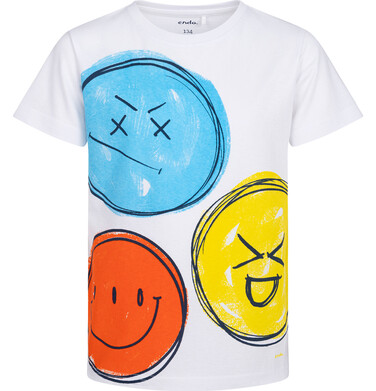 Endo - T-shirt z krótkim rękawem dla chłopca, z emotikonami, biały 9-13 lat C18G557_1 13