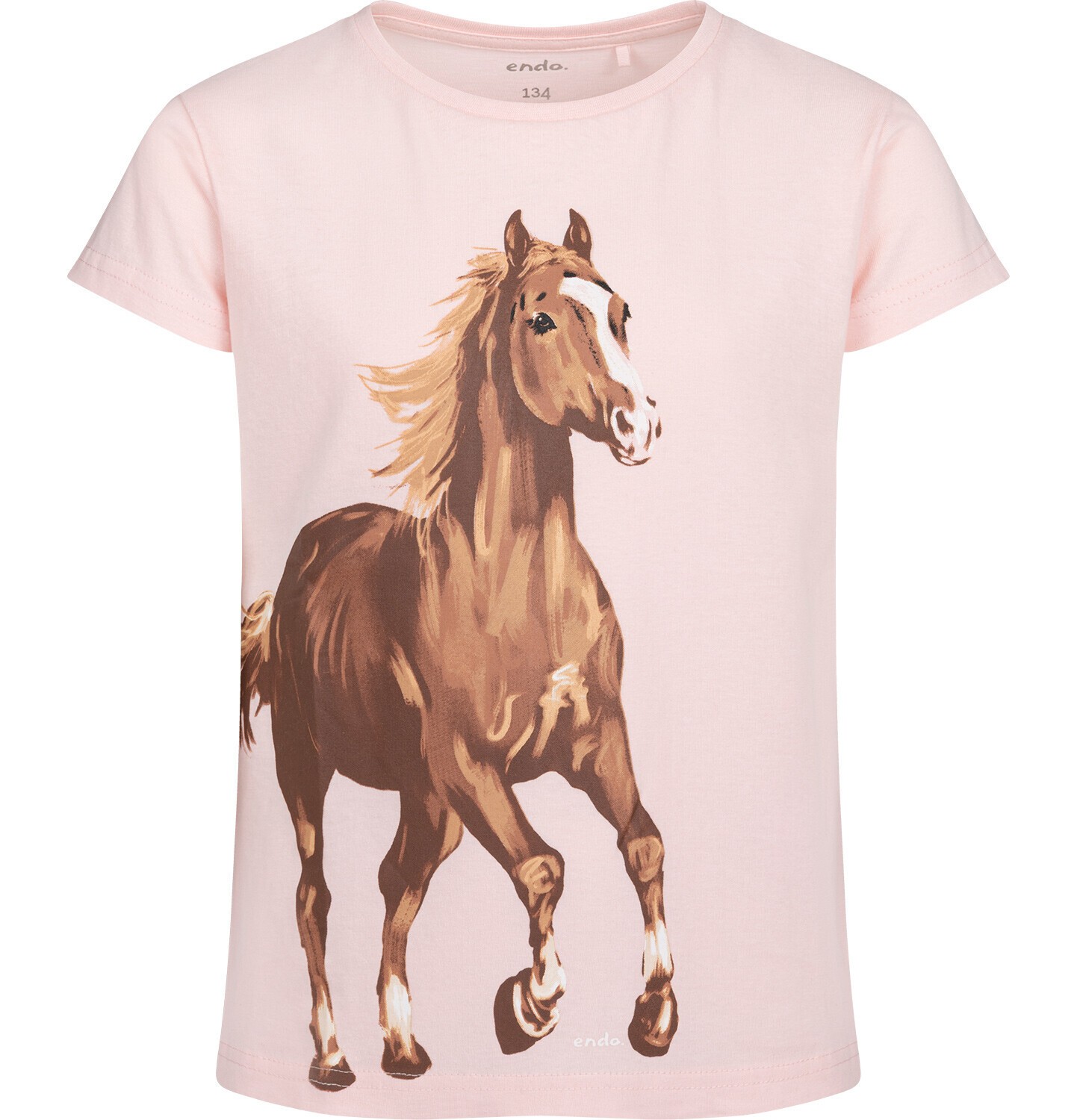 Endo - T-shirt z krótkim rękawem dla dziewczynki, z koniem, różowy 9-13 lat D18G534_1