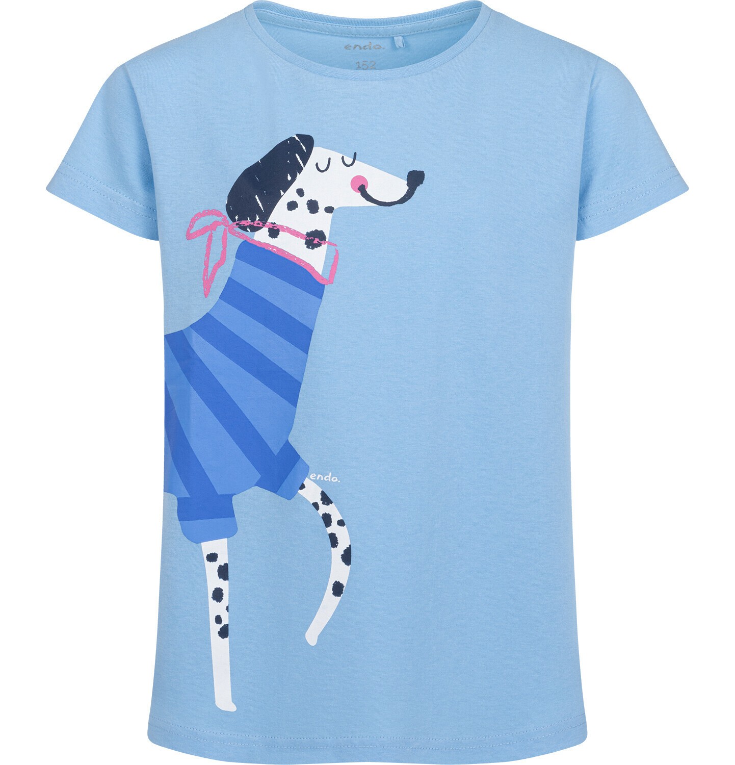 Endo - T-shirt z krótkim rękawem dla dziewczynki, z francuskim pieskiem, niebieski 9-13 lat D18G537_2