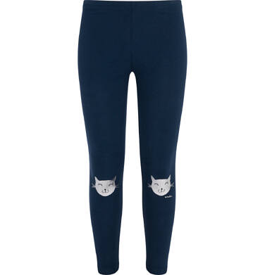 Legginsy długie dla dziewczynki, z kotami, granatowe 3-8 lat D18K006_1