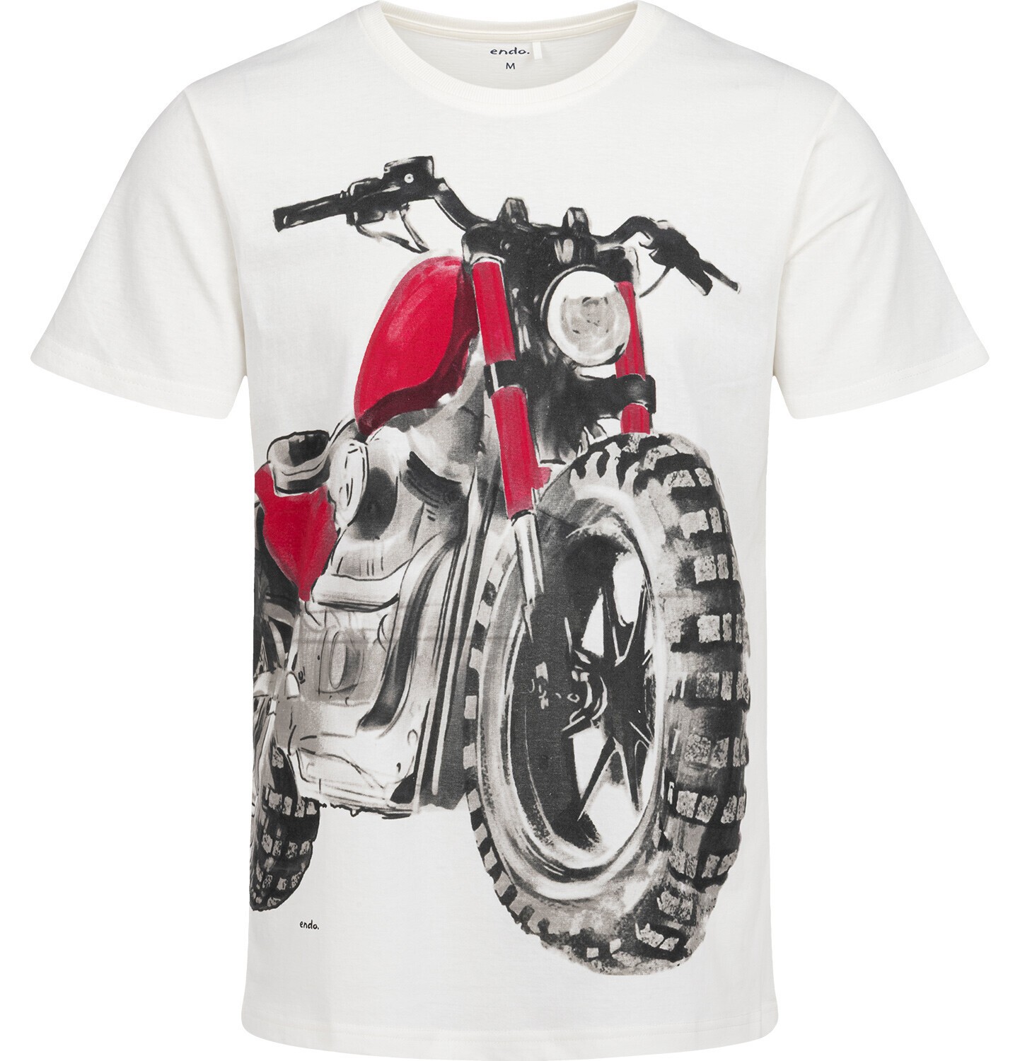 Endo - Męski t-shirt z krótkim rękawem, z motocyklem, biały Q18G012_1