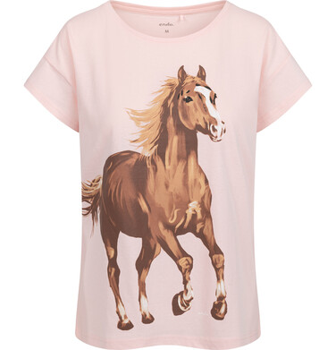 Damski t-shirt z krótkim rękawem, z koniem, różowy Y18G012_1